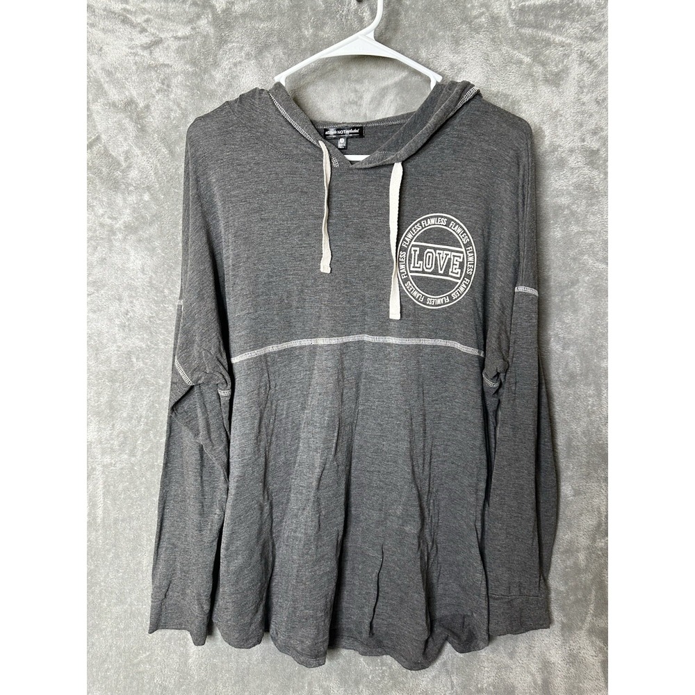 Attitude Not Included Shirt Womens 1X Hooded Gray‎ Love Logo Athleasure